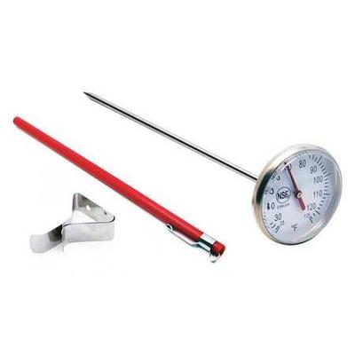 ZORO SELECT 23NU24 8" Stem Analog Dial Pocket Thermometer, 25 Degrees to 125