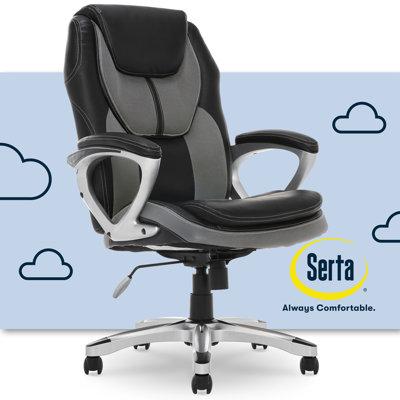 Serta at Home Serta Amplify Executive Office Chair w/ Padded Arms & Lumbar Support, Faux & Mesh Upholstered in Black | Wayfair 43673A
