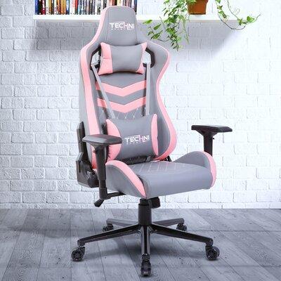 Techni Sport Ergonomic High Back Gaming Chair Faux Leather/Upholstered in Pink | 22 H x 29.5 W x 18.5 D in | Wayfair RTA-TS83-GRY-PNK