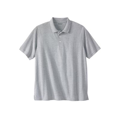Men's Big & Tall Shrink-Less Pique Polo Shirt by KingSize in Heather Grey (Size 7XL)