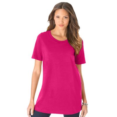 Plus Size Women's Crewneck Ultimate Tee by Roaman's in Vivid Pink (Size L) Shirt