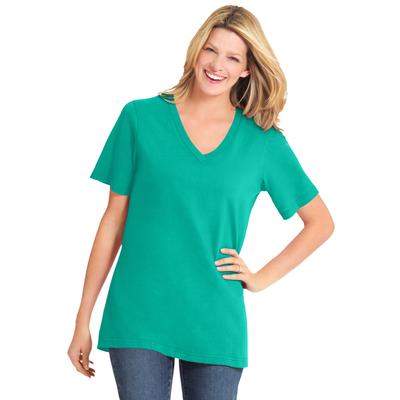 Plus Size Women's Perfect Short-Sleeve V-Neck Tee by Woman Within in Pretty Jade (Size 3X) Shirt