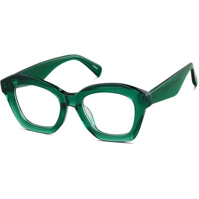 Zenni Women's Cat-Eye Prescription Glasses Emerald Plastic Full Rim Frame