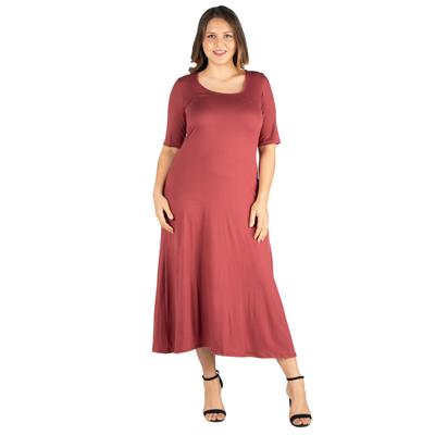 Elbow Length Sleeve Plus Size Maxi Dress