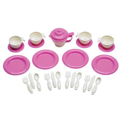 American Plastic Toys 25 Piece Tea Party Set in Indigo/Pink | 18.5 H x 13.5 W x 13.75 D in | Wayfair 13620