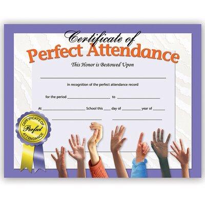 Hayes School Publishing Perfect Attendance Certificate | 8.5 H x 11 W x 0.2 D in | Wayfair H-VA613