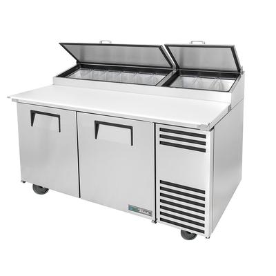 True TPP-AT-67-HC 67" Pizza Prep Table w/ Refrigerated Base, 115v, 9 Third-Size Pans, 19.5" Cutting Board, Stainless Steel | True Refrigeration