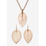 Women's Rose Gold-Plated Leaf Necklace Set, 26 Inches, Plus 2 Inch Extension by PalmBeach Jewelry in Rose Gold