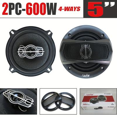 1-pair 5 Inch 600w 4-way Car Hifi Coaxial Speaker With Dust Cover And Audio Cable, Car Door Auto Audio Music Stereo Full Range Frequency Speakers
