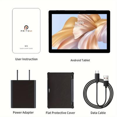 Android Tablet 10 Inch, Tablet With Case, M10, 2 Gb , 64 Gb Android 10.0 Tablet, 10.1 Inch Ips Hd Display, 3g Phone Tablet, Gps, Fm, Quad-core Processor, Wi-fi, Tablet Pc.
