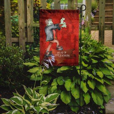 Caroline's Treasures Little House of Horrors w/ Frankenstein Halloween 2-Sided Garden Flag, Polyester in Red | 15 H x 11 W in | Wayfair SB3007GF