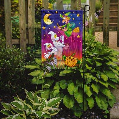 Caroline's Treasures Witch & Ghosts Halloween 2-Sided Garden Flag, Polyester in Yellow | 15 H x 11 W in | Wayfair APH3799GF
