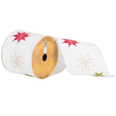 The Holiday Aisle® Embroidered Snowflakes Ribbon Fabric in White | 0.2 H x 4 W x 360 D in | Wayfair 384C8934FB5C4BE19A3ED1E6C4F8C13D