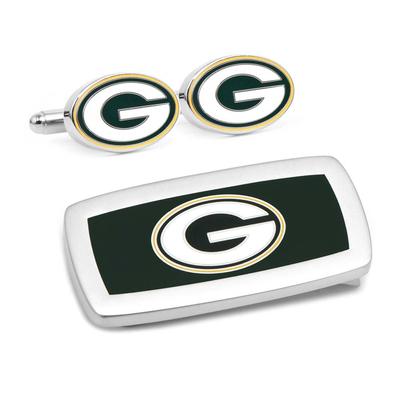 Men's Green Bay Packers Cufflinks and Cushion Money Clip Gift Set