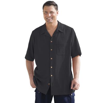 Men's Big & Tall Gauze Camp Shirt by KS Island in Black (Size 2XL)