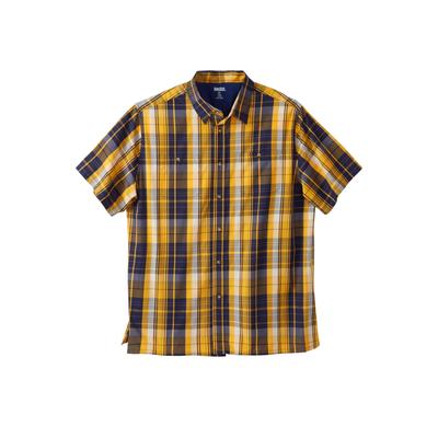 Men's Big & Tall Short-Sleeve Plaid Sport Shirt by KingSize in Mustard Plaid (Size 6XL)