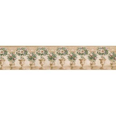 Astoria Grand Aidy Flower Pot Floral 15' x 5.25  Wallpaper Border Vinyl in Brown White | 5.25 W in | Wayfair DC2723E6AFC84B34A83204AEBA0BE85B