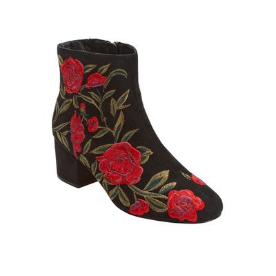 Wide Width Women's The Sidney Bootie by Comfortview in Black Embroidery (Size 8 W)