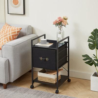 17 Stories Kiwa Mobile File Cabinet Rolling Printer Stand w  Drawers Office Fabric Vertical Filing fits A4 Letter Wood in Black | Wayfair