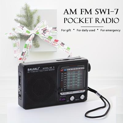 Portable Radio Am Fm Sw1-7, Transistor Radio With Loud Speaker, Headphone Jack, 2aa Battery Operated Radio, Pocket Radio For Indoor, Outdoor And Emergency Use Kk-9