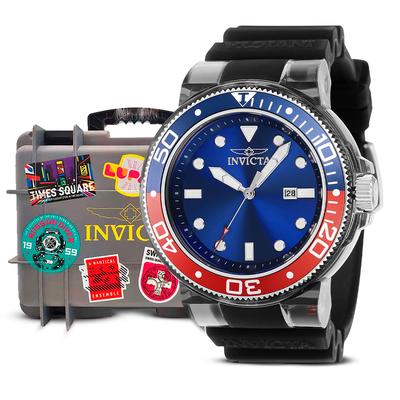 Invicta Pro Diver Men's Watch Bundle - 51.5mm Transparent Black with Invicta 3-Slot Dive Impact Watch Case w/Patch Design (B-38883-DC3PATCH)