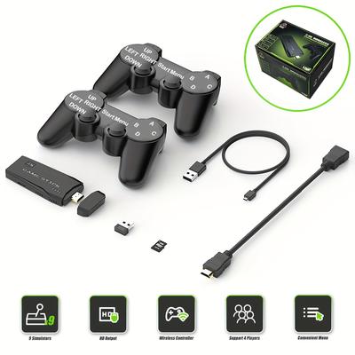 1 Piece Wireless Retro Game Stick With 64g Memory Card With 9 Emulators, 2-person Wireless Tv Game Control Support 4k , Video Game Support 4 Player