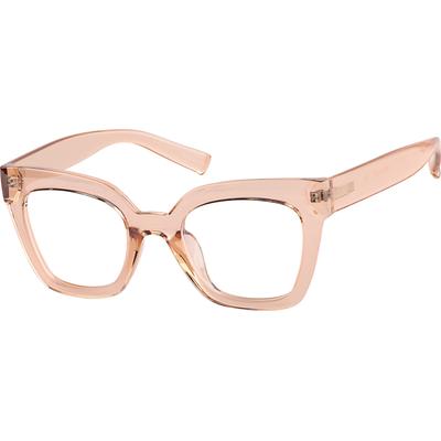 Zenni Women's Cat-Eye Prescription Glasses Orange Plastic Full Rim Frame