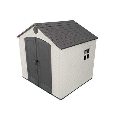 Lifetime 8 Ft. x 7.5 Ft. High-Density Polyethylene (Plastic) Outdoor Storage Shed w/ Steel-Reinforced Construction in Brown/Gray/White | Wayfair