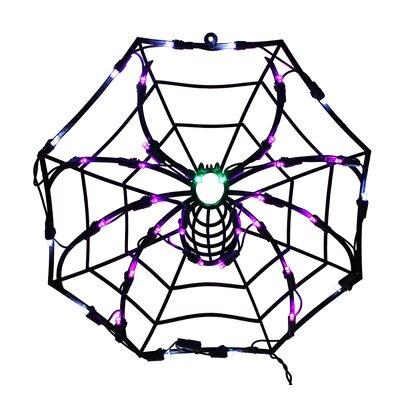 Queens of Christmas 18" Halloween Spider & Web w/ 35 Multicolored Lights in White | 18 H x 16 W x 2 D in | Wayfair LED-35LSP-18