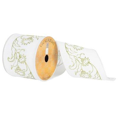 The Holiday Aisle® Embroidered Flower Pattern Ribbon Fabric in White | 0.2 H x 4 W x 360 D in | Wayfair 6910A46677804D3AAD85613760F47D17