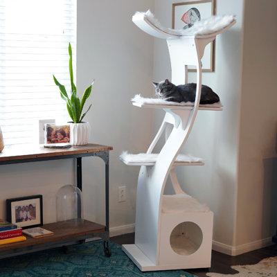 The Refined Feline 69" Lotus Cat Tree Manufactured Wood in Pink/White | 69 H x 20 W x 20 D in | Wayfair LOT-WH
