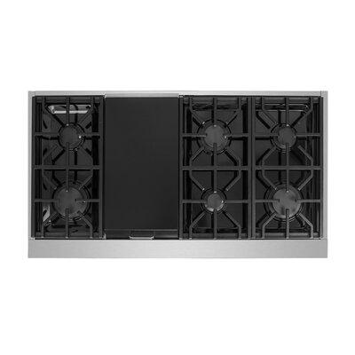 NXR Professional Ranges 48" Gas Cooktop w/ 6 Burners, Stainless Steel in Black/Gray | 7.5 H x 26.7 W x 48 D in | Wayfair SCT4811