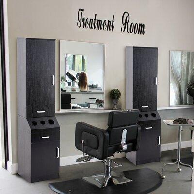 MCombo Freestanding Salon Storage Cabinet Salon Station w/ Tool Holder Wood in Black/Brown | 71 H x 16 W x 18 D in | Wayfair 6154-3207BK