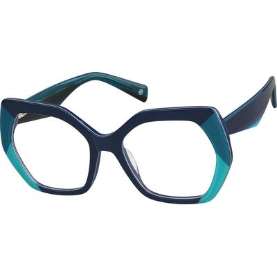 Zenni Women's Vintage Geometric Prescription Glasses Navy Plastic Full Rim Frame