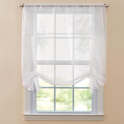 Wide Width BH Studio Sheer Voile Tie-Up Shade by BH Studio in Eggshell (Size 32" W 63" L) Window Curtain