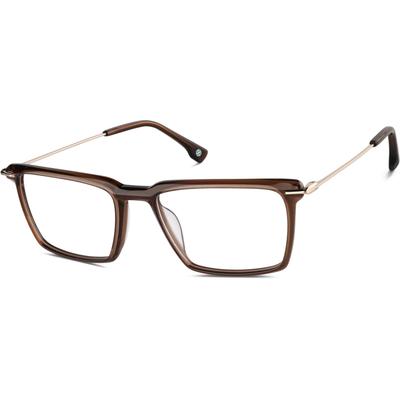 Zenni Rectangle Prescription Glasses Brown Mixed Full Rim Frame