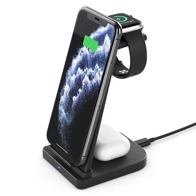 Fresh Fab Finds 15W Fast Charging Station For iPhone, iWatch, AirPods - Qi Enabled Dock - Black