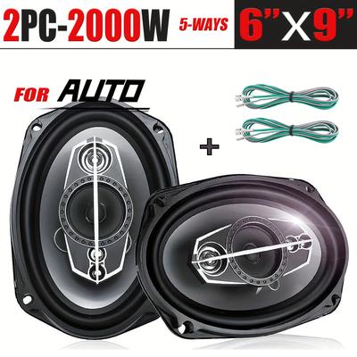 1-pair 6x9 Inch 1000w 5-way Car Hifi Coaxial Speaker With Dust Cover And Audio Cable, Car Door Auto Audio Music Stereo Full Range Frequency Speakers