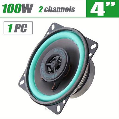 1pc 4 Inch 100w 2-way Car Hifi Coaxial Speaker, Car Door Audio Music Stereo Tweeter Mid-woofer Full Range Frequency Speaker, Green, For Refit/replace