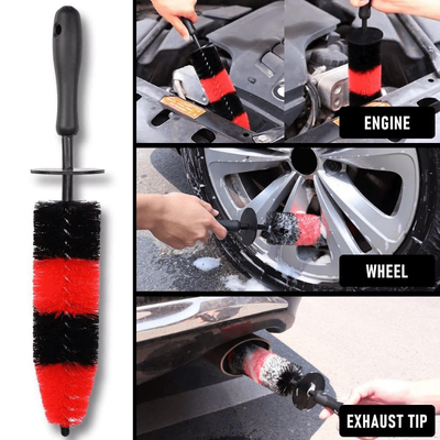 Wheel Brush Long Soft Bristle, Car Detailing Brush, Multipurpose Use For Cleaning Wheels Rims Exhaust Tips Vehicle Engine Motorcycles Bike