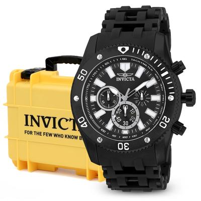 Invicta Sea Spider Men's Watch Bundle - 50mm Black with Invicta 8-Slot Dive Impact Watch Case Light Yellow (B-14862-DC8-LTYEL)