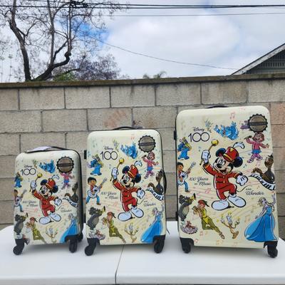 Disney Other | 3 Disney Hard Suitcases Bioworld Limited Edition 100 Years Of Music 20” 24”28” | Color: Cream | Size: Os