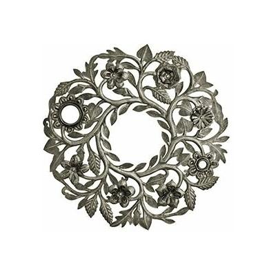 Beyond Borders Lid Floral Wreath Wall Décor Metal in Gray | 23 H x 23 W in | Wayfair RND547