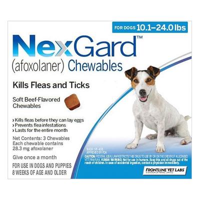 Nexgard For Medium Dogs 10.1-24 Lbs (Blue) 28mg 12 Chews