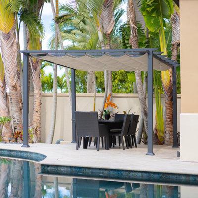 Paragon-Outdoor Florence 11 ft. x 11 ft. Aluminum Pergola in Powder-Coated Finish w/ adjustable canopy in Gray | 93 H x 199 W x 138 D in | Wayfair