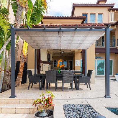 Paragon-Outdoor Florence 11 ft. x 11 ft. Aluminum Pergola in Powder-Coated Finish w/ Adjustable Canopy in Gray | 93 H x 199 W x 138 D in | Wayfair