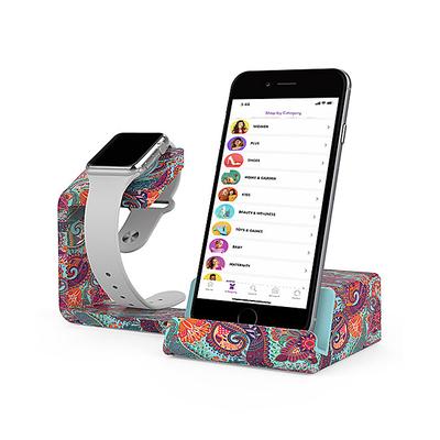 Posh Tech Electronic Chargers Paisley - Teal Paisley 2-in-1 Charging Stand for Apple Watch & Smartphone