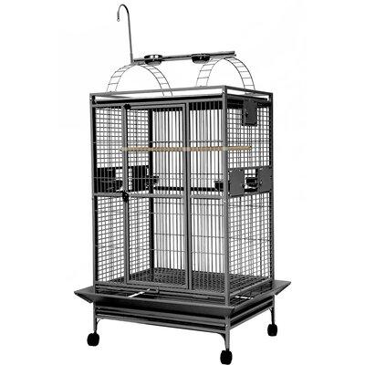 Tucker Murphy Pet™ Chiani Extra Large 66" Iron Play Top Floor Bird Cage w/ Wheels Iron in Black, Size 66.0 H x 28.0 W x 43.0 D in | Wayfair
