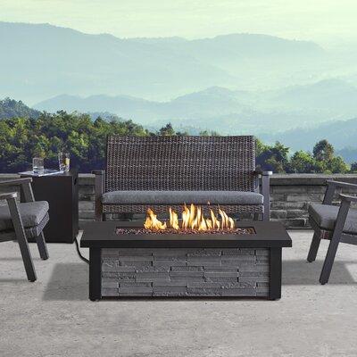 Real Flame Berthoud Steel Propane/Natural Gas Fire Pit Table Steel in Black/Gray/White | 14.5 H x 48 W x 20 D in | Wayfair C1460LP-SS