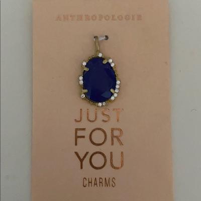 Anthropologie Jewelry | Anthropologie Glass Stone Blue Charm | Color: Blue/Gold | Size: Os